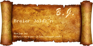 Breier Jolán névjegykártya